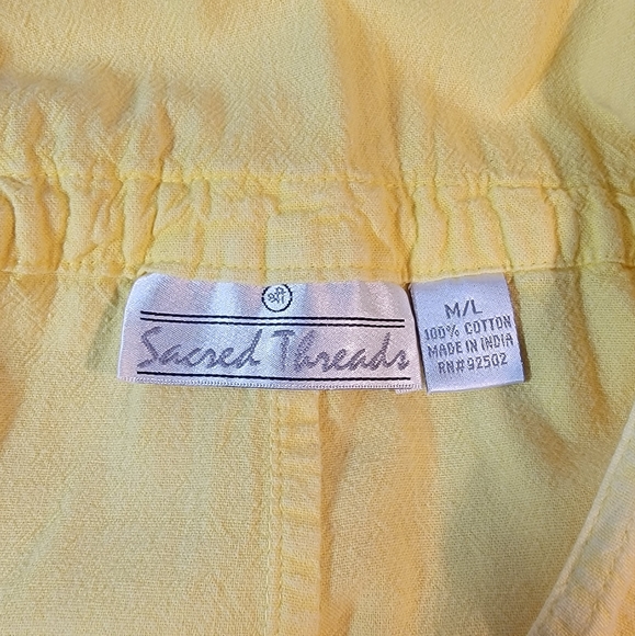 Sacred Threads Yellow Spring Time Boho Romper Overalls Women's M/L - Picture 13 of 15